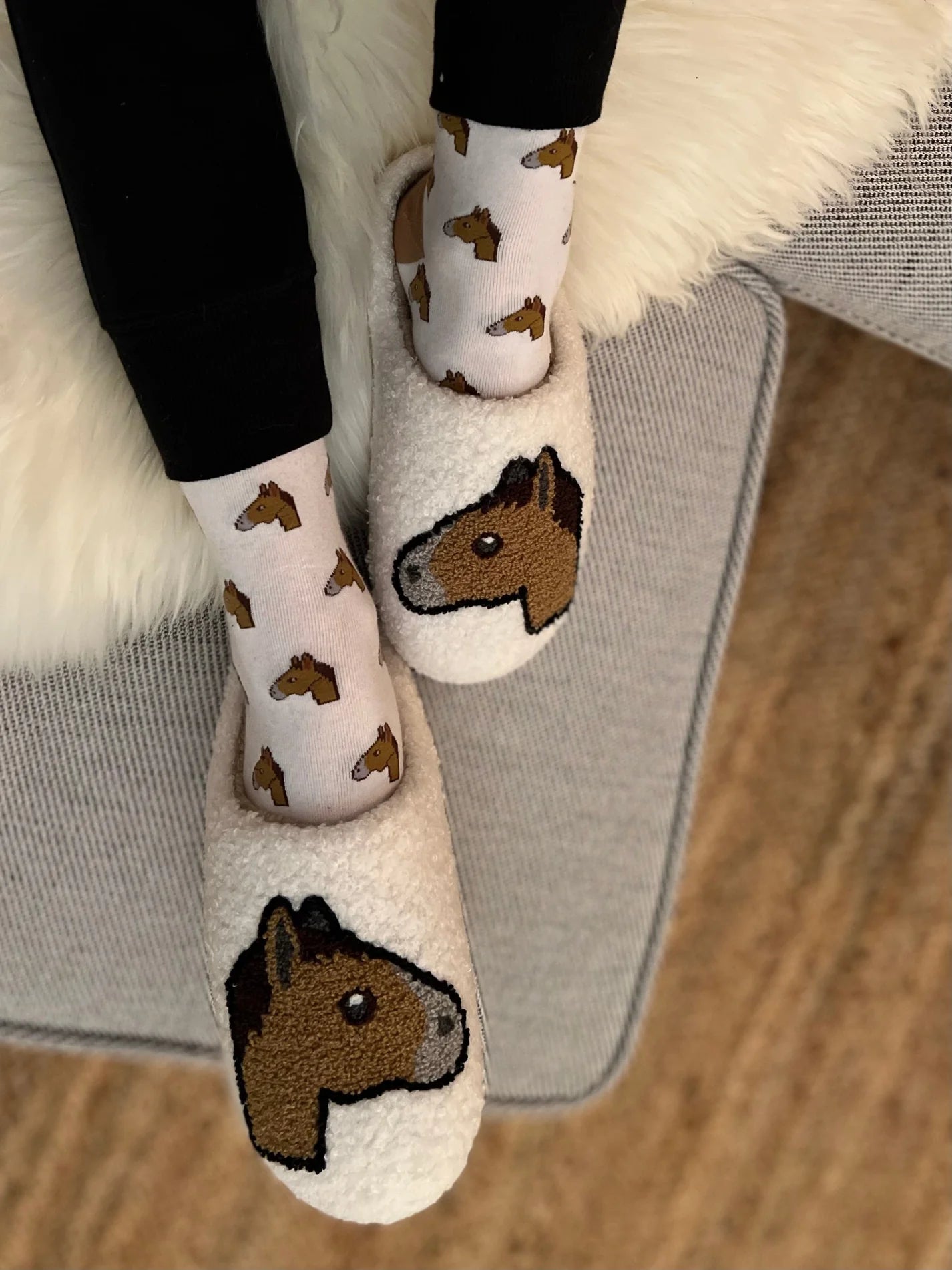 HORSE HEAD EMOJI SLIPPERS