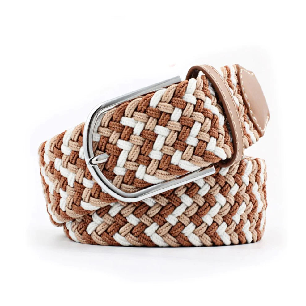 TuffRider FlexiFit Stretch Braided Riding Belt Beige/Coffee/White