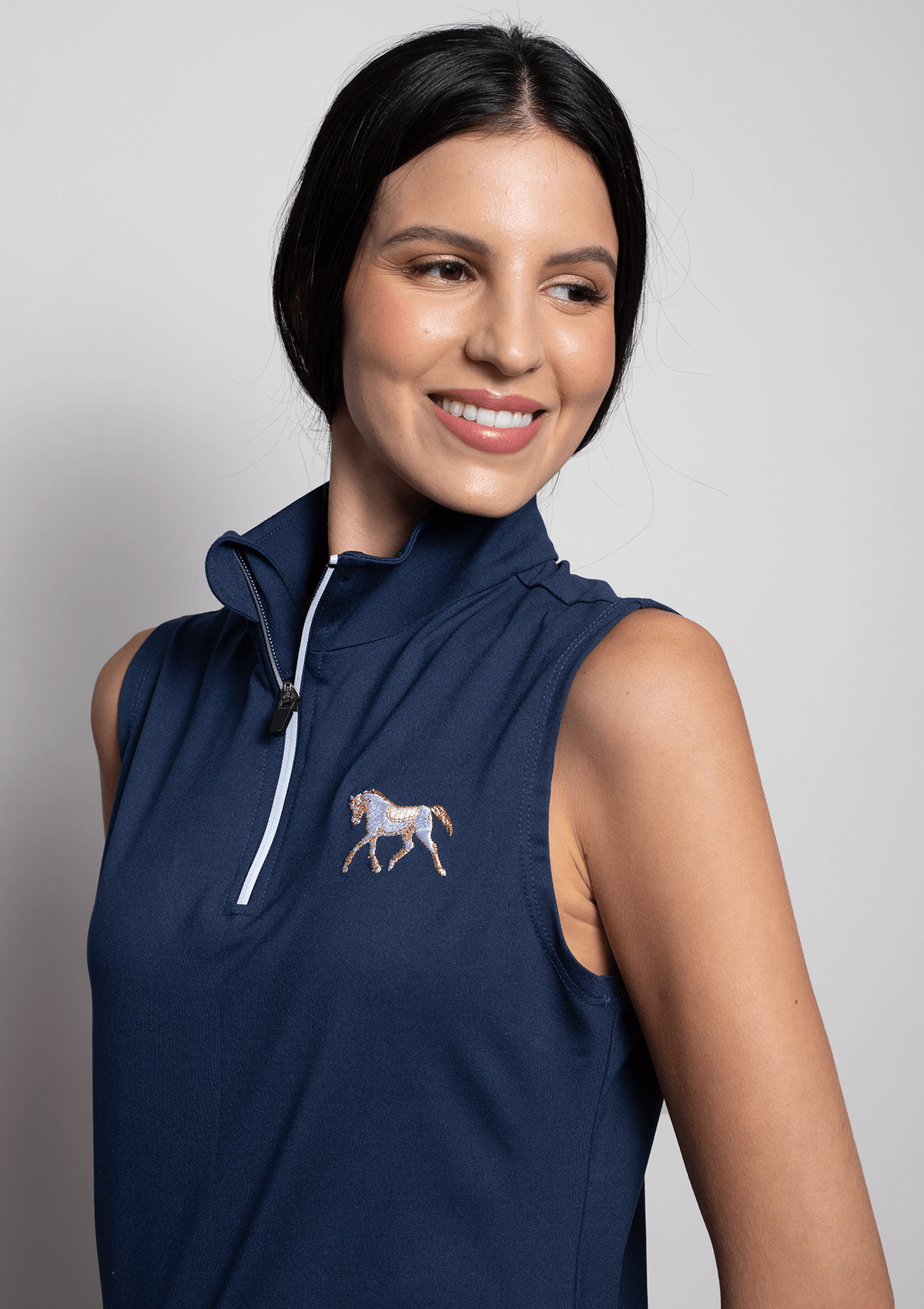 DEVOTION SLEEVELESS QUARTER-ZIP | EMBROIDERED - NAVY | MEDIUM WEIGHT