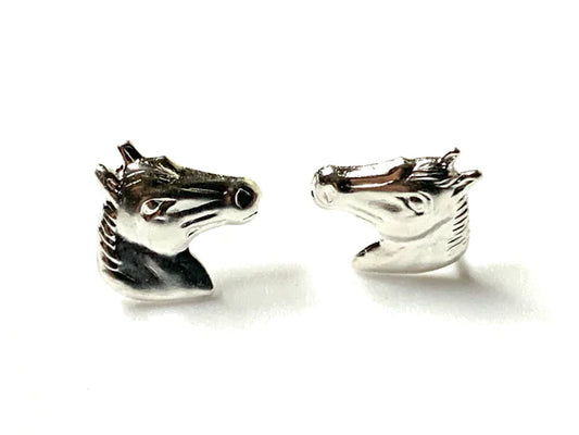 Horse Head Stud Earrings in Sterling Silver