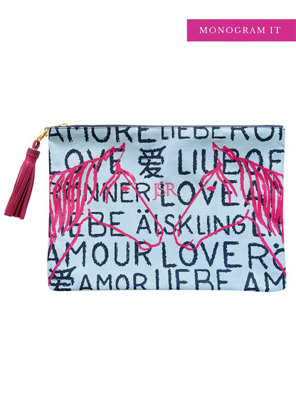 LOVE HORSES POUCH | BLUE PINK