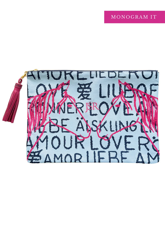 LOVE HORSES POUCH | BLUE PINK